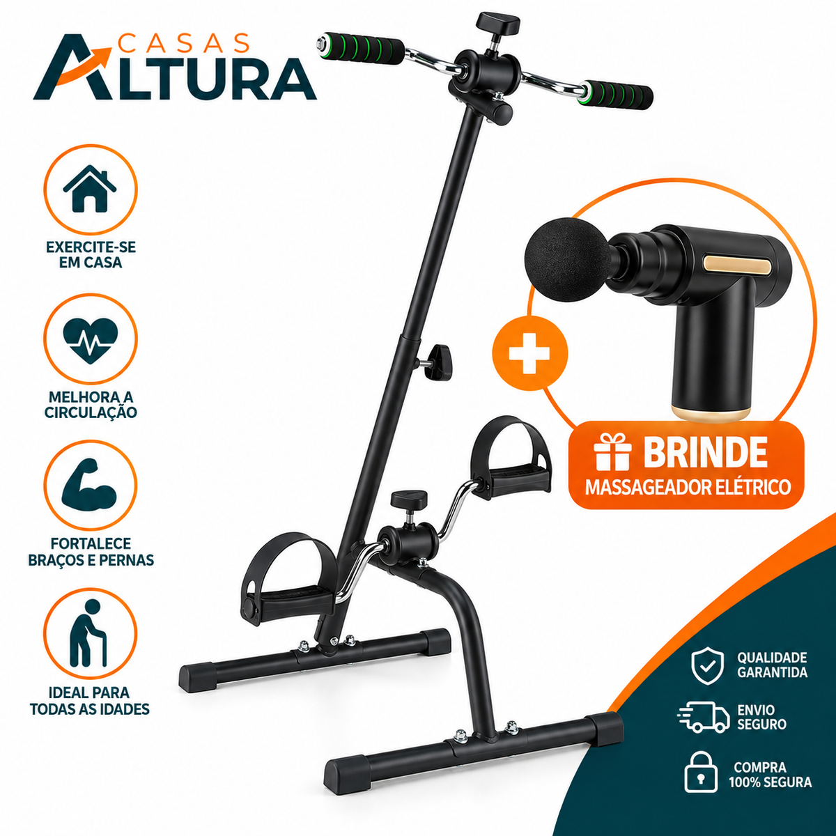 Mini Bicicleta Ergometrica Para Mãos e Pés + Massageador elétrico de Brinde