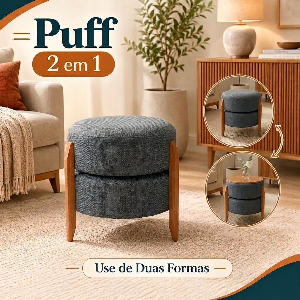 Puff 2 em 1: Use de Dois Jeitos