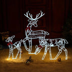 Kit 3 Renas de Natal em Ferro Artesanal com Luz LED